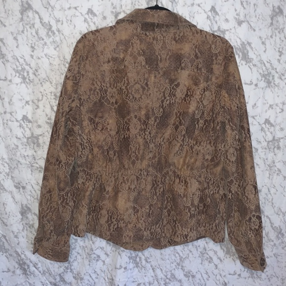 Linear Button Front Jacket Snakeskin Lace Print W… - image 4